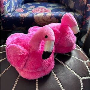 Pink Flamingo Plush Slipon Slippers